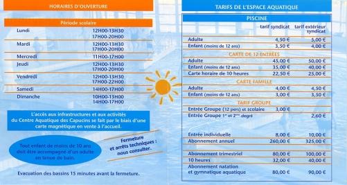 les tarifs